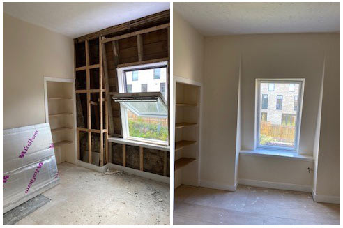 Internal Wall Insulation - before and after